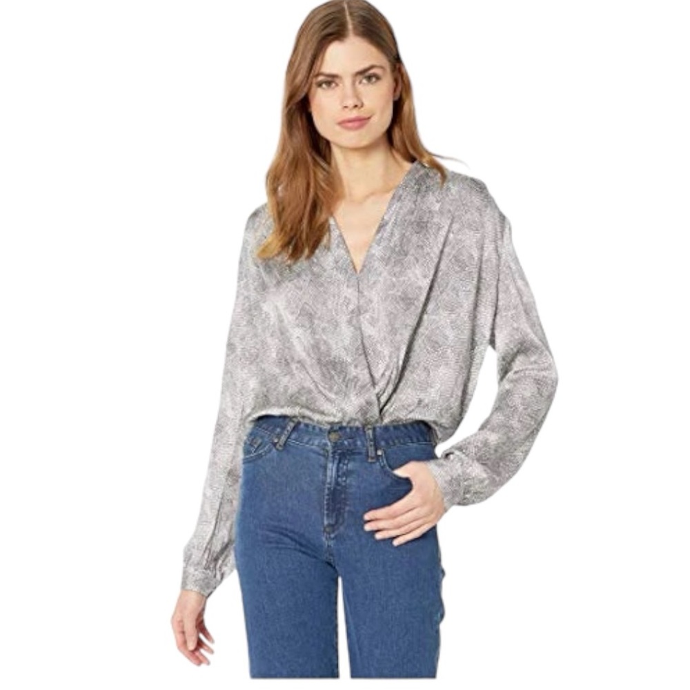 Paige Sevilla Bodysuit Silver Snake Print Size XS